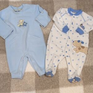 Blue and White Puppy One Piece Set